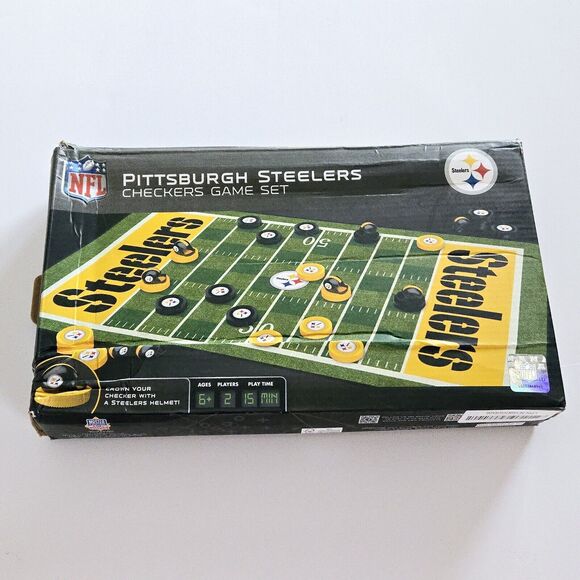 NFL Pittsburgh Steelers Checkers Board Game Set Open Box Complete New Tailgating - Picture 4 of 11